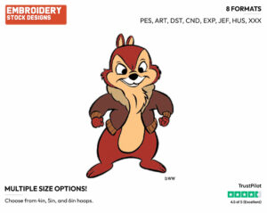 Chip - Chip n Dale - Rescue Rangers - TV Shows - Disney Embroidery Design in 3 sizes & 8 formats