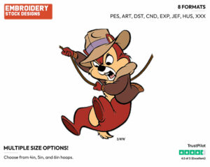 Chip Swinging From Rope - Chip n Dale - Rescue Rangers - TV Shows - Disney Embroidery Design in 3 sizes & 8 formats