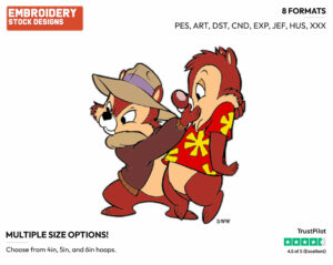 Chip Covering Dale's Mouth - Chip n Dale - Rescue Rangers - TV Shows - Disney Embroidery Design in 3 sizes & 8 formats