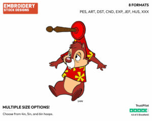 Dale Gets Pinned To The Wall - Chip n Dale - Rescue Rangers - TV Shows - Disney Embroidery Design in 3 sizes & 8 formats