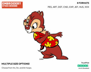 Curious Dale - Chip n Dale - Rescue Rangers - TV Shows - Disney Embroidery Design in 3 sizes & 8 formats