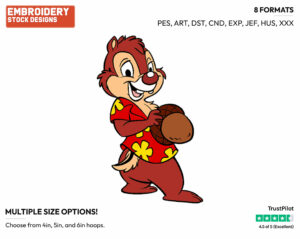 Dale Holding An Acorn - Chip n Dale - Rescue Rangers - TV Shows - Disney Embroidery Design in 3 sizes & 8 formats