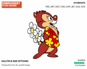 Dale Holding Flowers Behind His Back - Chip n Dale - Rescue Rangers - TV Shows - Disney Embroidery Design in 3 sizes & 8 formats