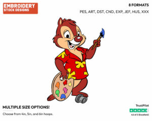 Dale The Painter - Chip n Dale - Rescue Rangers - TV Shows - Disney Embroidery Design in 3 sizes & 8 formats