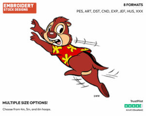 Dale Running Away In Fear - Chip n Dale - Rescue Rangers - TV Shows - Disney Embroidery Design in 3 sizes & 8 formats