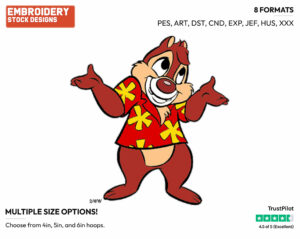 Dale Shrugging - Chip n Dale - Rescue Rangers - TV Shows - Disney Embroidery Design in 3 sizes & 8 formats
