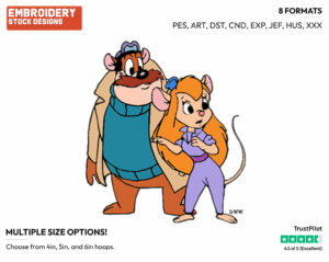 Gadget, Montery Jack - Chip n Dale - Rescue Rangers - TV Shows - Disney Embroidery Design in 3 sizes & 8 formats