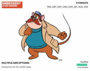 Monterey Jack - Chip n Dale - Rescue Rangers - TV Shows - Disney Embroidery Design in 3 sizes & 8 formats