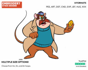 Monterey Jack - Chip n Dale - Rescue Rangers - TV Shows - Disney Embroidery Design in 3 sizes & 8 formats