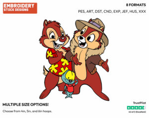 Zipper, Chip, Dale - Chip n Dale - Rescue Rangers - TV Shows - Disney Embroidery Design in 3 sizes & 8 formats