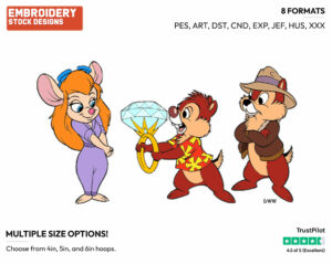 Chip Watches Dale Offer Gadget A Diamond Ring - Chip n Dale - Rescue Rangers - TV Shows - Disney Embroidery Design in 3 sizes & 8 formats