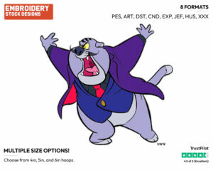 Fat Cat - Chip n Dale - Rescue Rangers - TV Shows - Disney Embroidery Design in 3 sizes & 8 formats