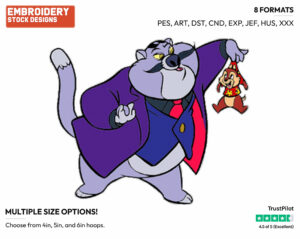 Fat Cat - Chip n Dale - Rescue Rangers - TV Shows - Disney Embroidery Design in 3 sizes & 8 formats