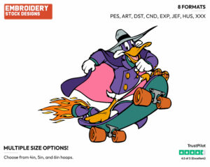 On Skateboard - Darkwing Duck - TV Shows - Disney Embroidery Design in 3 sizes & 8 formats