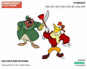 Launchpad Mcquack, Tuskernini - Darkwing Duck - TV Shows - Disney Embroidery Design in 3 sizes & 8 formats