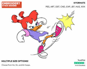 Gosalyn Kicking - Darkwing Duck - TV Shows - Disney Embroidery Design in 3 sizes & 8 formats