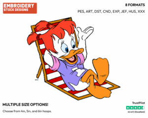Gosalyn Relaxing On Long Chair - Darkwing Duck - TV Shows - Disney Embroidery Design in 3 sizes & 8 formats