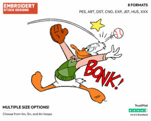 Drake Mallard Gets Hit With A Baseball - Darkwing Duck - TV Shows - Disney Embroidery Design in 3 sizes & 8 formats