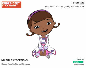 Doc Mcstuffins Sitting Cross-Legged - Doc McStuffins - TV Shows - Disney Embroidery Design in 3 sizes & 8 formats