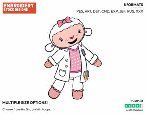 Lambie In Scrubs - Doc McStuffins - TV Shows - Disney Embroidery Design in 3 sizes & 8 formats