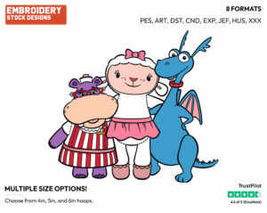 Hallie, Lambie, Stuffy - Doc McStuffins - TV Shows - Disney Embroidery Design in 3 sizes & 8 formats