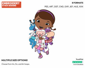 Doc Mcstuffins, Stuffy, Lambie, Hallie - Doc McStuffins - TV Shows - Disney Embroidery Design in 3 sizes & 8 formats