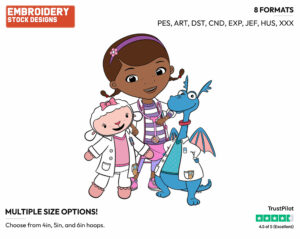 Doc Mcstuffins, Stuffy, Lambie - Doc McStuffins - TV Shows - Disney Embroidery Design in 3 sizes & 8 formats