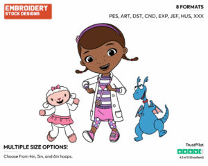 Doc Mcstuffins, Stuffy, Lambie - Doc McStuffins - TV Shows - Disney Embroidery Design in 3 sizes & 8 formats