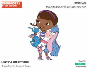 Doc Mcstuffins, Stuffy, Lambie, Bronto - Doc McStuffins - TV Shows - Disney Embroidery Design in 3 sizes & 8 formats