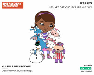 Doc Mcstuffins, Stuffy, Lambie, Chilly, Hallie - Doc McStuffins - TV Shows - Disney Embroidery Design in 3 sizes & 8 formats