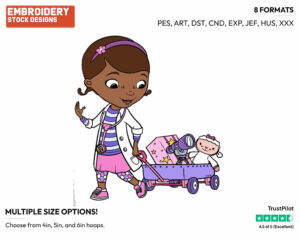 Doc Mcstuffins, Lambie, Aurora In Wagon - Doc McStuffins - TV Shows - Disney Embroidery Design in 3 sizes & 8 formats