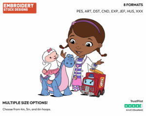 Doc Mcstuffins, Lambie, Bronto, Lenny - Doc McStuffins - TV Shows - Disney Embroidery Design in 3 sizes & 8 formats