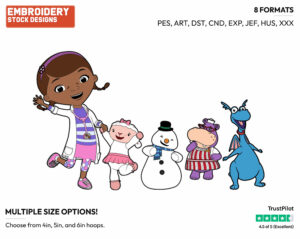 Doc Mcstuffins, Hallie, Lambie, Chilly, Stuffy - Doc McStuffins - TV Shows - Disney Embroidery Design in 3 sizes & 8 formats
