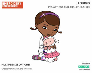 Doc Mcstuffins, Lambie Hugging - Doc McStuffins - TV Shows - Disney Embroidery Design in 3 sizes & 8 formats