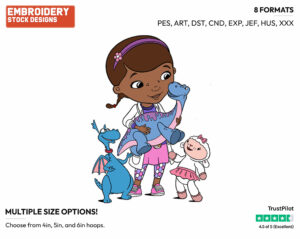 Doc Mcstuffins, Bronto, Stuffy, Lambie - Doc McStuffins - TV Shows - Disney Embroidery Design in 3 sizes & 8 formats