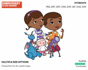 Doc Mcstuffins, Aurora, Stuffy, Lambie, Henry - Doc McStuffins - TV Shows - Disney Embroidery Design in 3 sizes & 8 formats