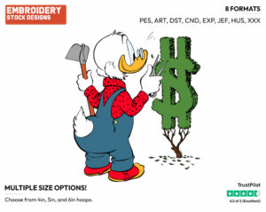 Scrooge Pruning His Shrub To Look Like A Dollar Sign - Ducktales - Classic - TV Shows - Disney Embroidery Design in 3 sizes & 8 formats