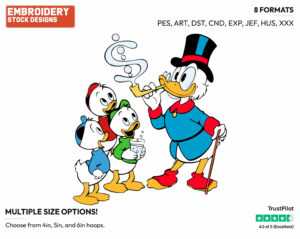 Scrooge Blowing Bubbles With Huey, Dewey And Louie - Ducktales - Classic - TV Shows - Disney Embroidery Design in 3 sizes & 8 formats