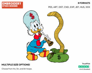 Scrooge Charming His Coins Like A Snake Charmer - Ducktales - Classic - TV Shows - Disney Embroidery Design in 3 sizes & 8 formats