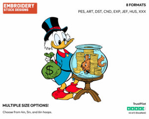 Scrooge With A Goldfish - Ducktales - Classic - TV Shows - Disney Embroidery Design in 3 sizes & 8 formats