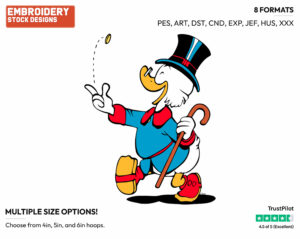 Scrooge Flipping A Coin - Ducktales - Classic - TV Shows - Disney Embroidery Design in 3 sizes & 8 formats