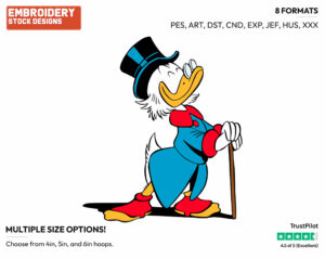 Scrooge Standing Tall With His Cane - Ducktales - Classic - TV Shows - Disney Embroidery Design in 3 sizes & 8 formats