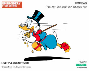 Scrooge Running With Gold Coins - Ducktales - Classic - TV Shows - Disney Embroidery Design in 3 sizes & 8 formats
