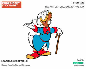 Cheerful Scrooge - Ducktales - Classic - TV Shows - Disney Embroidery Design in 3 sizes & 8 formats