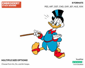 Scrooge On A Walk With His Cane - Ducktales - Classic - TV Shows - Disney Embroidery Design in 3 sizes & 8 formats