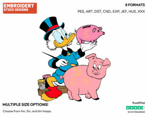 Scrooge Painting Pig - Ducktales - Classic - TV Shows - Disney Embroidery Design in 3 sizes & 8 formats