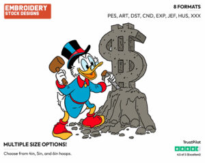 Scrooge Carving Dollar Sign From Rock - Ducktales - Classic - TV Shows - Disney Embroidery Design in 3 sizes & 8 formats