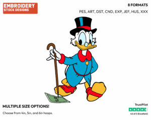 Scrooge - Ducktales - Classic - TV Shows - Disney Embroidery Design in 3 sizes & 8 formats