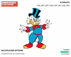 Scrooge - Ducktales - Classic - TV Shows - Disney Embroidery Design in 3 sizes & 8 formats