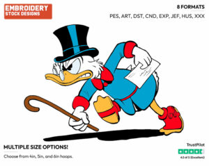Scrooge - Ducktales - Classic - TV Shows - Disney Embroidery Design in 3 sizes & 8 formats